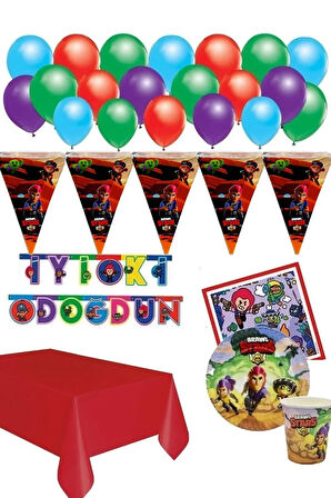 Çıtıpıtıstore Brawl Stars Konseptli Doğum Günü Seti Erkek Çocuk Doğum Günü Balon Seti