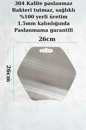 Homerest Paslanmaz Çelik Kesme Tahtası Gri 1.5mm Kalınlık
