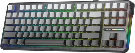 Aula F87 Pro Siyah-Gri RGB TKL Graywood V4 Switch İngilizce Kablolu/Kablosuz Mekanik Oyuncu Klavyesi(OUTLET)