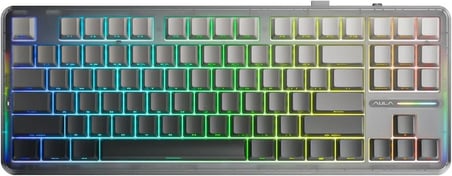 Aula F87 Pro Siyah-Gri RGB TKL Graywood V4 Switch İngilizce Kablolu/Kablosuz Mekanik Oyuncu Klavyesi(OUTLET)