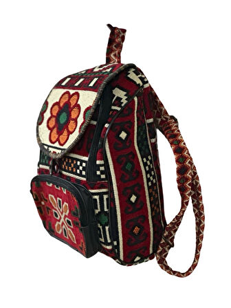 Kilim Desenli El Yapımı Sırt Çantası – Etnik Tasarım, Dayanıklı ve Katlanabilir