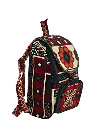 Kilim Desenli El Yapımı Sırt Çantası – Etnik Tasarım, Dayanıklı ve Katlanabilir