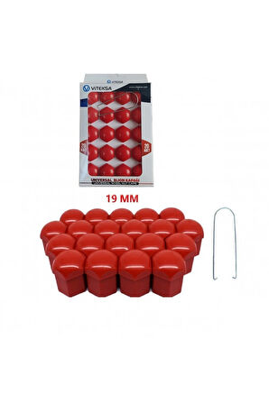 Viteksa Bijon Kapağı Düz 19mm Kırmızı 20li Set