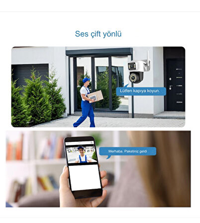  4K 8MP Çift Lens Çift Ekran Kablosuz Yüksek Çözünürlüklü Güvenlik Kamerası İki Yönlü Ses Gece Görüş
