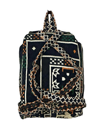 Kilim Desenli El Yapımı Sırt Çantası – Etnik Tasarım, Dayanıklı ve Katlanabilir