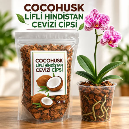 5 Lt Hindistan Cevizi Kabuğu Cipsi - Coco Cips Cocohusk - Elenmiş Tozsuz Ürün