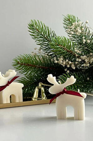 Beyaz Çanlı Yılbaşı Geyiği Kokulu Soya Mumu