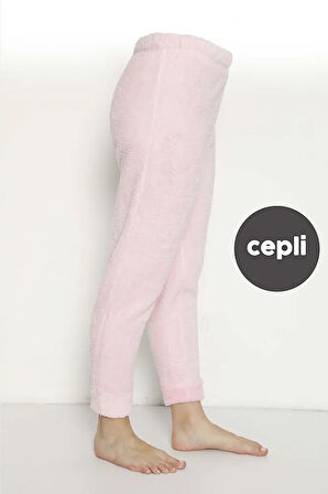 Cepli Lüx Pofuduk Polar Kışlık Pijama Altı pofcepli