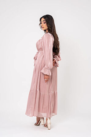 Taş İşlemeli Bel Bağlamalı Abiye Elbise ELB16093