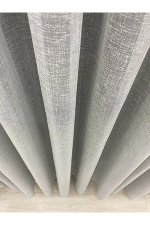 Foldet Gri Keten Tül Perde Ağır Gramajlı 1/3 Sık Pileli