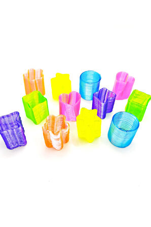 Mini Kalp Şekilli Neon Pembe Stres Yayı Oyuncak Stres Yayı - 3 cm çapında - 1 Adet