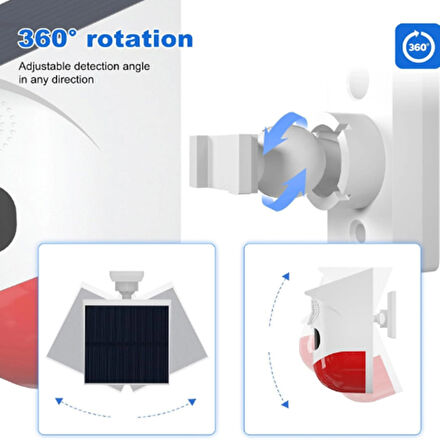 Solar Hareket Sensörü Alarmı Dış Mekan Solar Alarmı 120dB Yüksek Siren Sesli Güvenliği Alarmı