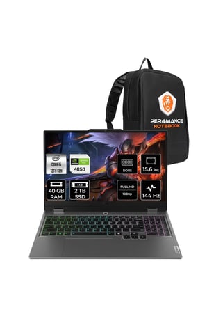 LOQ i5 12600HX 40GB 2TB SSD RTX4050/6GB 105W 144Hz 15.6" FDOS Gaming Laptop & PER4 ÇANTA