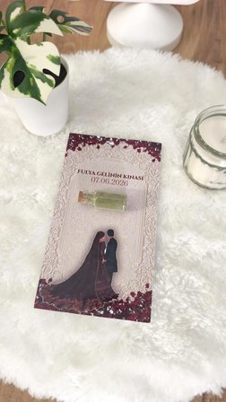 Pamuğum Atelier 3 cm Şişeli Kına Hediyeliği – Kişiye Özel Tasarım Kartlı Kına Hediyeliği (15 Adet)