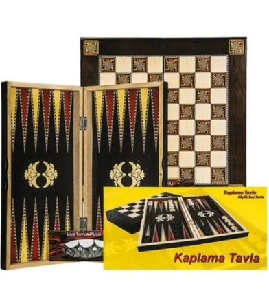 Sedef Ahşap Kaplama Tavla Büyük Boy Şık Tasarım 48.5 x 50 cm Oyun Takımı
