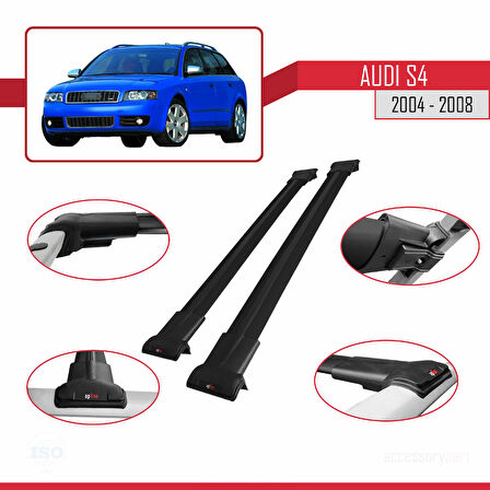 Audi S4 2004-2008 Arası ile Uyumlu FLY Model Ara Atkı Tavan Barı Siyah 2 Adet