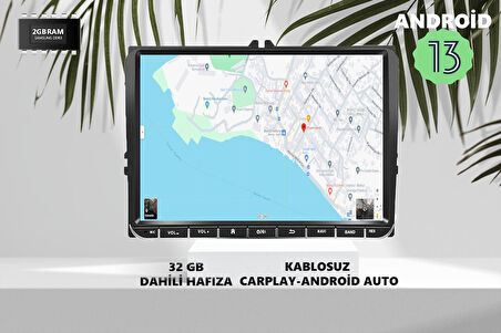 VOLKSWAGEN ANDROİD MULTİMEDYA KABLOSUZ CARPLAY 2GB/32 AND13