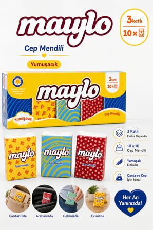 Kağıt Cep Mendili 3 Katlı 10x10 Paket Yumuşak Pratik Taşınabilir Kağıt Mendil