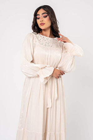 Taş İşlemeli Bel Bağlamalı Abiye Elbise ELB16093