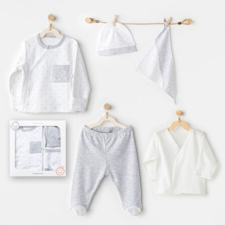 Andywawa AC24720 Newborn Wawa Boys 5'Li Hastane Çıkış Seti White