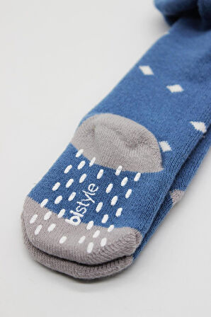 Bistyle Tekli Puan Kaymaz Havlu Külotlu Çorap BS50502 İndigo