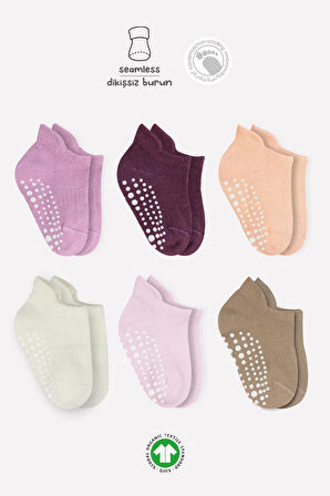 Bistyle 6'Lı Sneakers Kaymaz Penye Çorap BS20102 Gül Kurusu