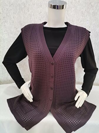 Kadın Mor Merserize Yelek