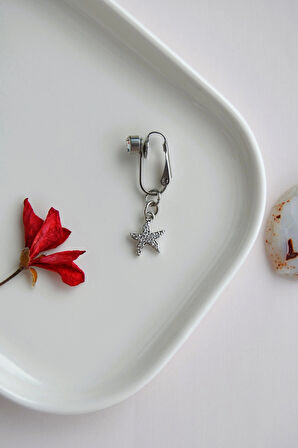 Delik Gerektirmeyen Deniz Yıldızı Figürlü Sıkıştırmalı Göbek Piercingi Mıknatıslı