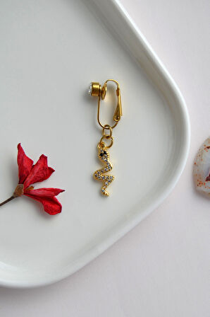 Delik Gerektirmeyen Yılan Figürlü Sıkıştırmalı Göbek Piercingi Mıknatıslı