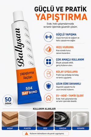 Çok Amaçlı Yapıştırıcı 50 Gram – Güçlü Hızlı Kuruyan Genel Amaçlı Kontakt Yapıştırıcı Ahşap Plastik Deri Kauçuk Seramik İçin