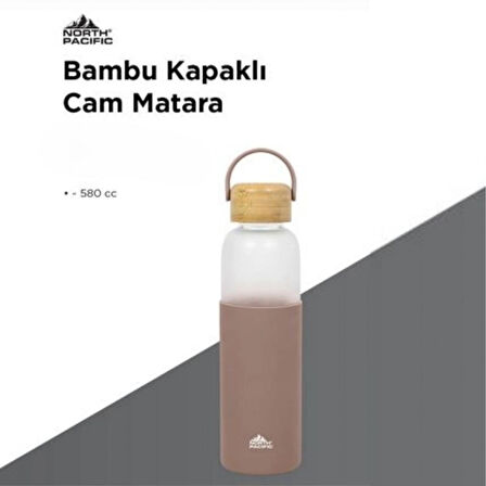 North Paci fic Bambu Kapaklı Cam Matara 580 cc