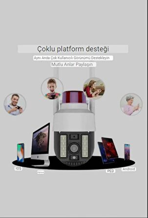 QASUL Su Geçirmez Alarmlı Ip Kamera Full Hd Dönen  Çakarlı Dış Mekan Için Güvenlik Kamerası