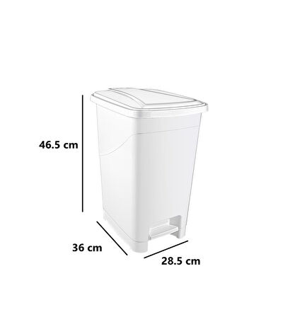 Omnipazar SRL-3029 Slim Pedallı Plastik Çöp Kovası İç Kovalı 25 lt Beyaz