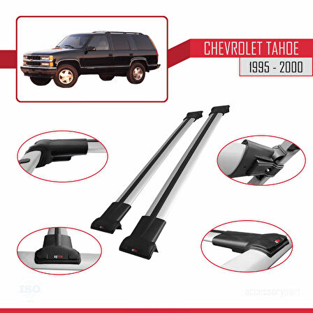 Chevrolet Tahoe 1995-2000 Arası ile Uyumlu FLY Model Ara Atkı Tavan Barı Gri 2 Adet