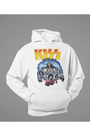Kiss Müzik Grubu Baskılı Unisex Oversize Rock Metal Hoodie