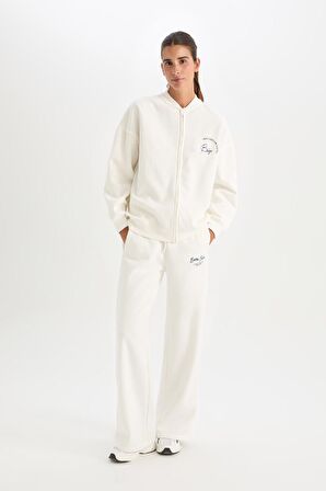 DeFactoFit NBA Brooklyn Nets Oversize Geniş Kalıp Kolej Yaka Sırt Baskılı Bomber Hırka C8101AX24AUER105