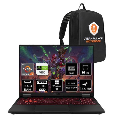 Asus TUF Gaming A16 R5 7535HS 16GB 1TB SSD RTX4050/6GB 140W 144Hz 16'' WUXGA W11H Laptop FA607NU