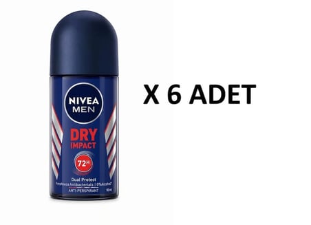 Nivea Dry Impact Erkek Roll On 50 Ml X 6 Adet