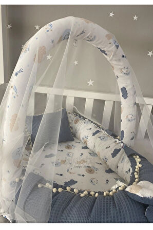 Nest Denim Wafle Pike Ve Müslin Kumaş Ponponlu Oyuncak Aparatlı Jaju-babynest Anne Yanı