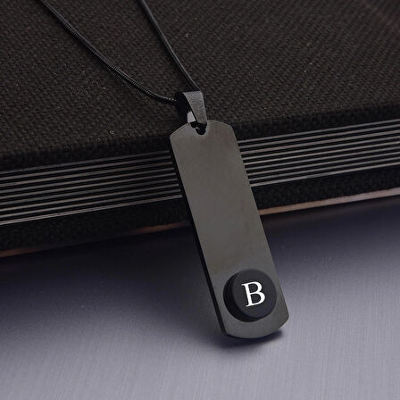 Success Harfli Siyah Erkek Çelik Kolye Takı Kişiye Özel Hediyelik Aksesuar