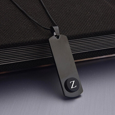 Success Harfli Siyah Erkek Çelik Kolye Takı Kişiye Özel Hediyelik Aksesuar