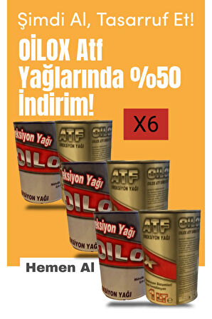Oilox NEW Yeni Model ATF Direksiyon yağ 1 Litre X 6 Adet Teneke Ambalaj Kırmızı Ü.T 2023