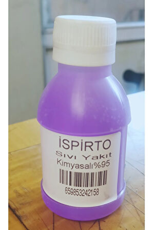 Ispirto Kimyasalı Konsantre Sıvı Yakıt Mor Renk Deney Labaratuar Ateş Tutuşturma Uygun 100 Ml