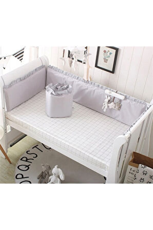 Fırfırlı Gri 90x190 Renk Beşik / Montessori Bebek Kenar Koruma
