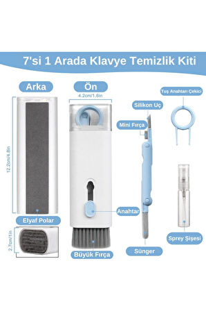 7 In 1 Çok Fonksiyonlu Ekran Bilgisayar Laptop Klavye Telefon Kamera Airpods Araç Temizleyici Kit