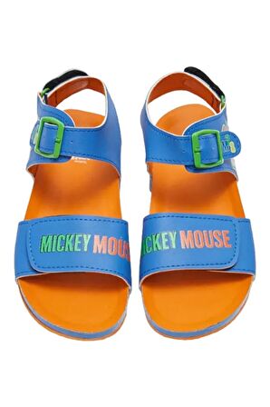 Mickey Mouse Baskılı Mavi Çocuk Sandalet