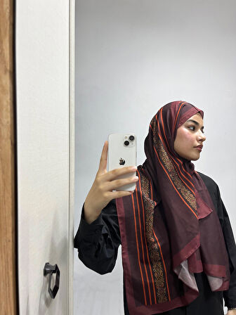 Aminenesil Etnik Düz Bordo Renk Şal