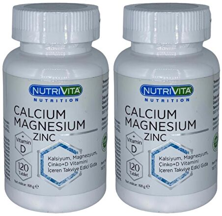 Calcium Magnesium Zinc Vitamin D Vitamini 2x120 Tablet Kalsiyum Magnezyum Çinko