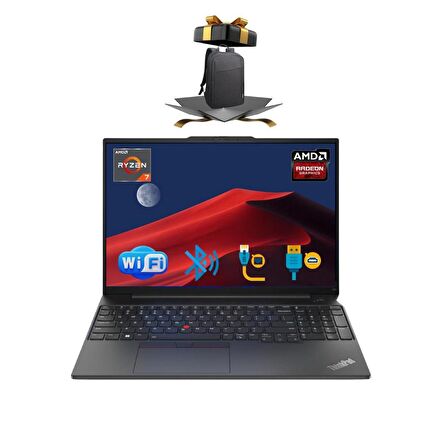 Lenovo Nb E16 Thınkpad 21JT0017TX ATL44 RYZEN7-7730U 40GB 2TB M.2 SSD O/b 16 FDOS Taşınabilir Bilgisayar + ÇANTA
