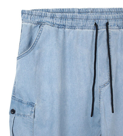 Erkek  Büyük Beden 100-156 Kilo Arası İçin Uygun Kargo Cepli Jogger Kot Pantolon